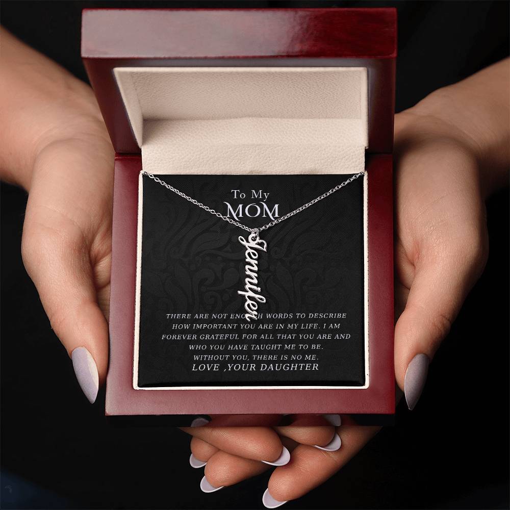 Vertical Name Necklace - Not Enough Words Mom