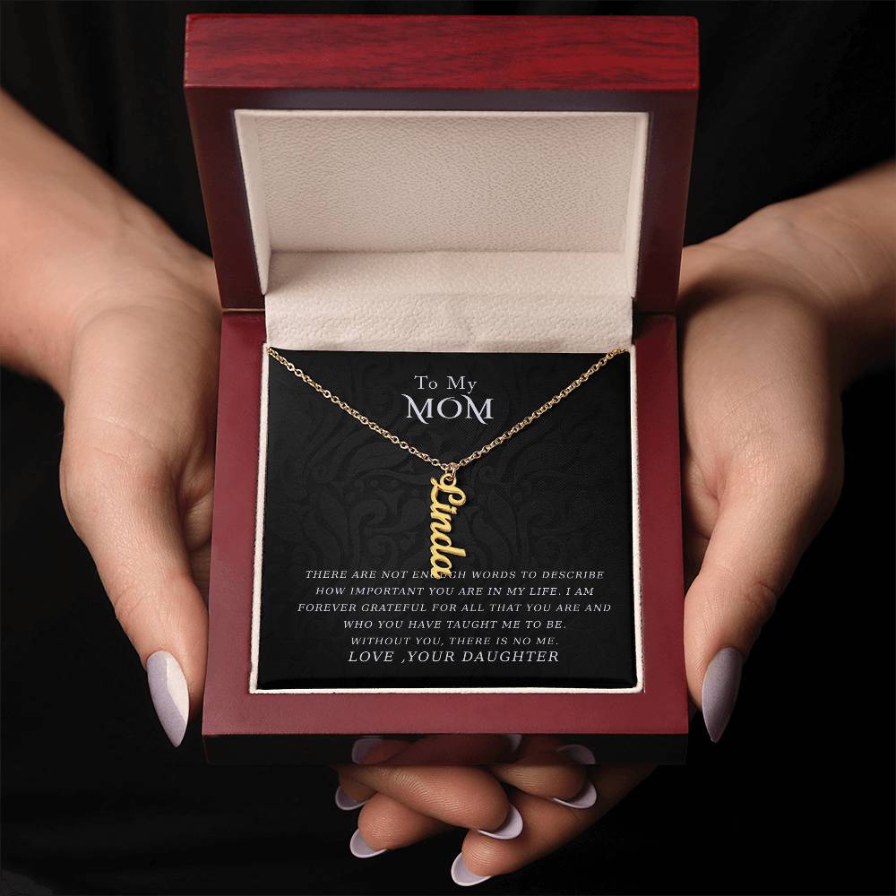 Vertical Name Necklace - Not Enough Words Mom