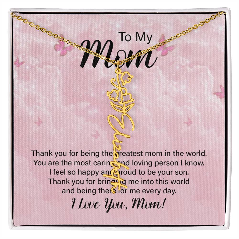 Flower Name Necklace  - Greatest Mom