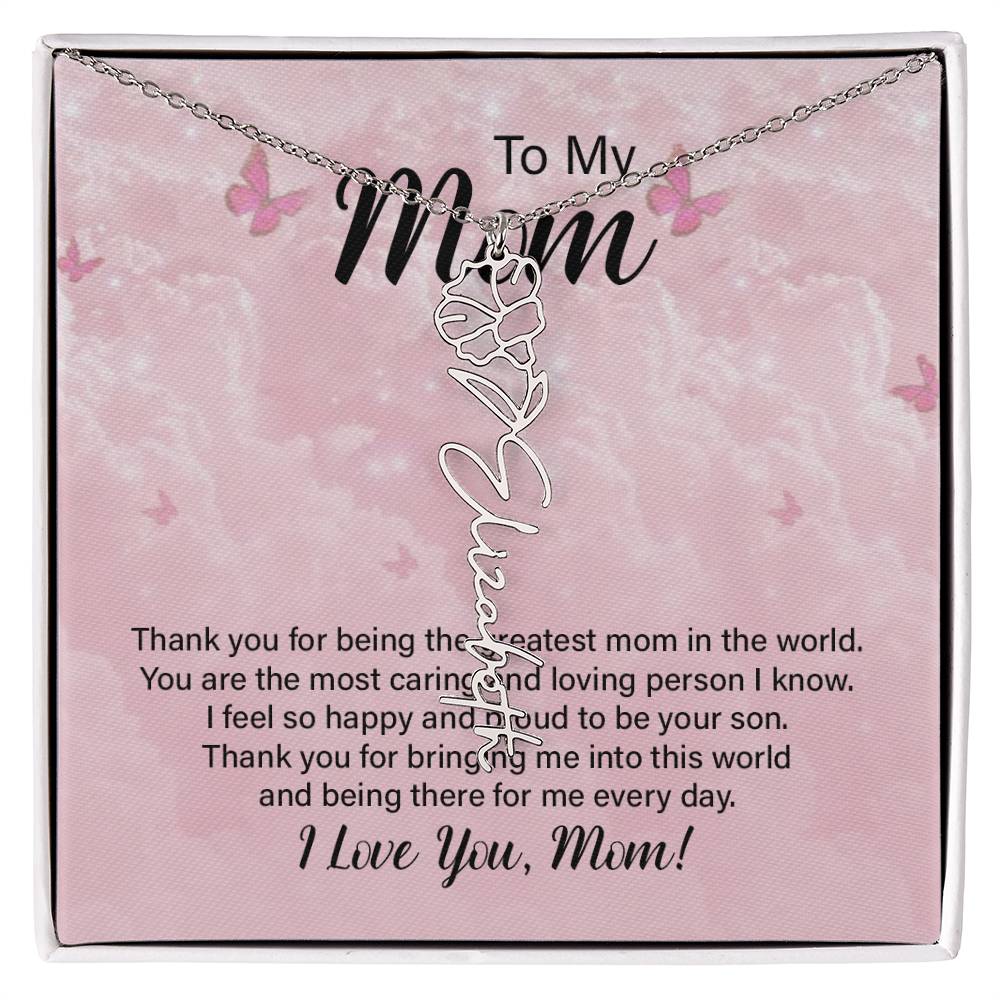 Flower Name Necklace  - Greatest Mom