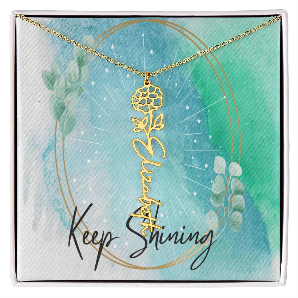 Flower Name Necklace - Keep Shining