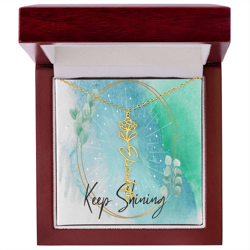 Flower Name Necklace - Keep Shining