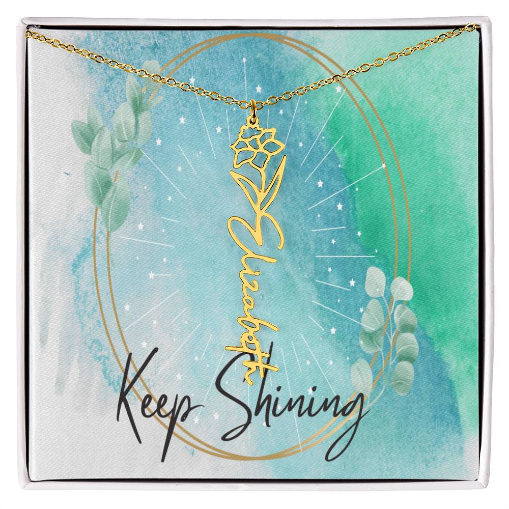 Flower Name Necklace - Keep Shining