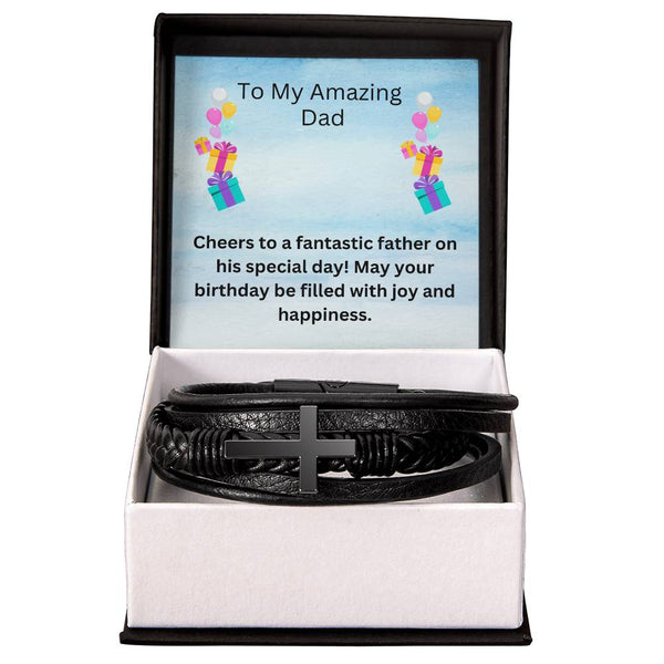 Men's Cross Bracelet - Cheers to Fantastic Dad