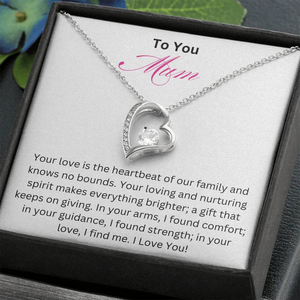 Forever Love Necklace - Love is the Heartbeat Mum