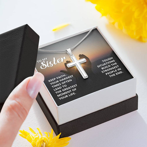 Stainless Steel Cross - Keep Faith Sister