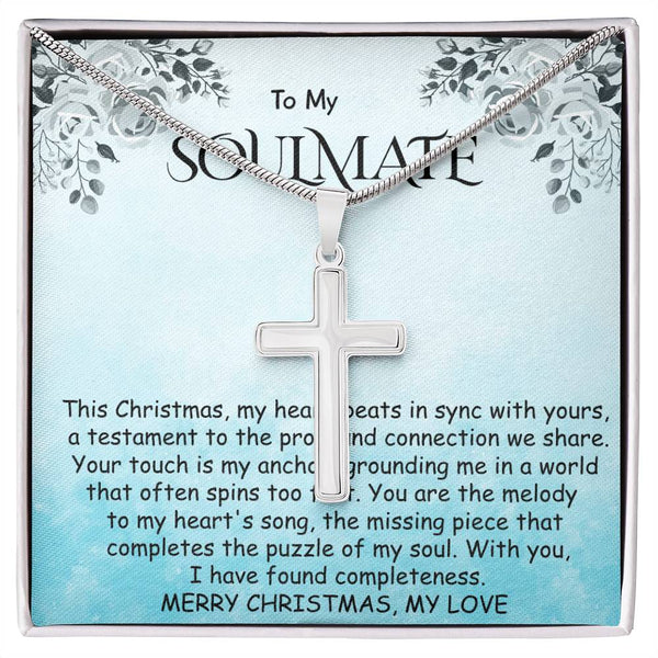 Stainless Cross Necklace - Heart Beats With Yours Soulmate