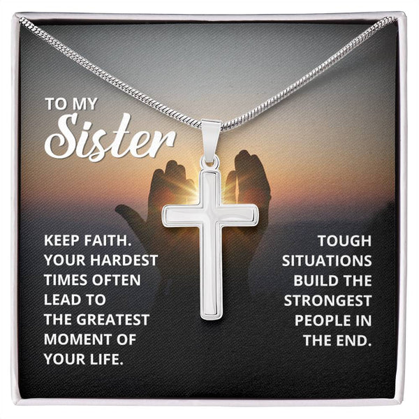 Stainless Steel Cross - Keep Faith Sister