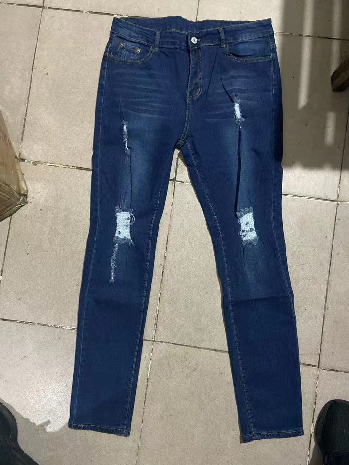 Pantalones vaqueros con agujeros de moda para estudiantes