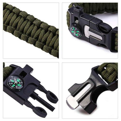 Pulseras De Paracord De Emergencia, Pulsera De Supervivencia Con Brújula Incorporada Silbato Supervivencia Arrancador De Fuego Accesorios Para Raspador, Traje Para Senderismo, Camping, Pesca Y Caza