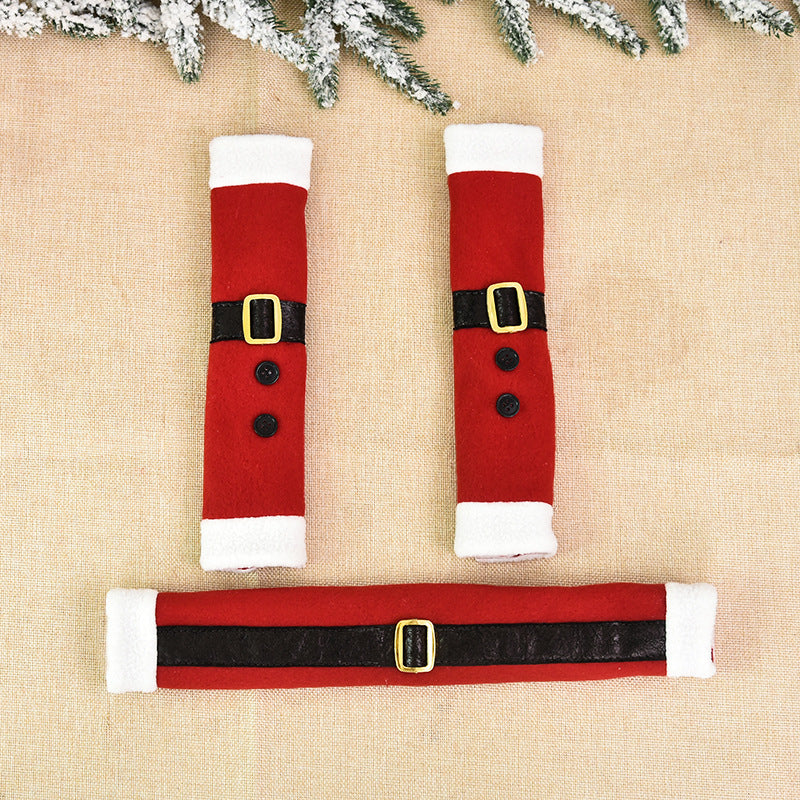 Christmas Decorations Pull Flannelette Refrigerator Handle Gloves