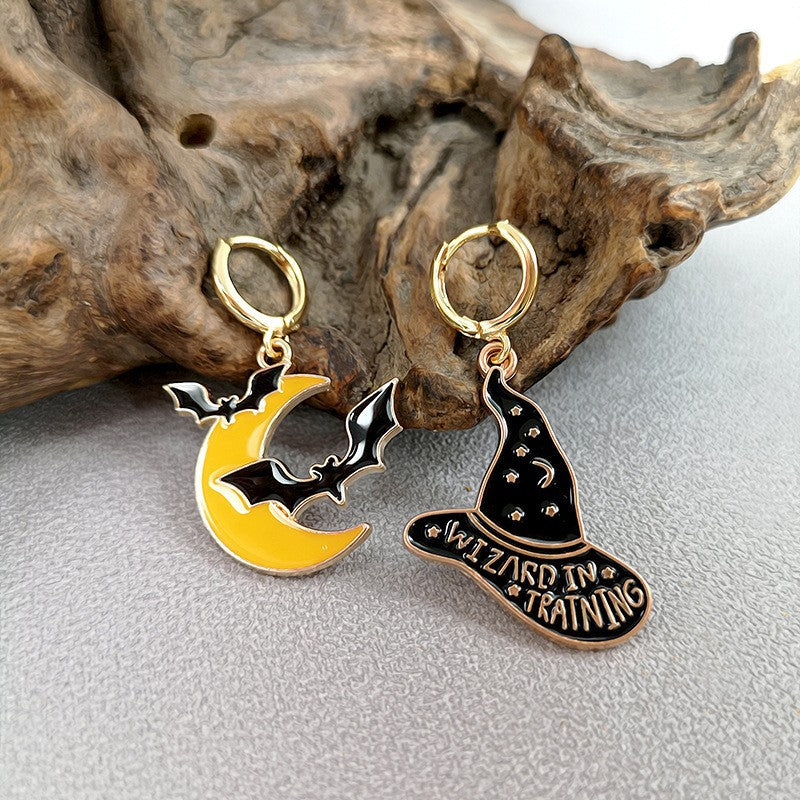 Pendientes divertidos de Halloween personalidad femenina fantasma calabaza murciélago joyería de dibujos animados