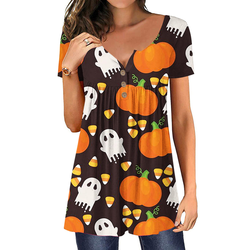 Halloween Spider Web Women's Loose Print Slim Top