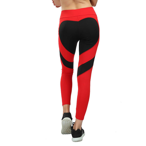 Love Butt Heart Stitching Yoga Leggings Hip Raise Leggings de cintura alta para mujeres