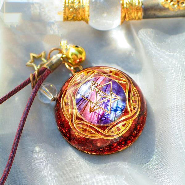 Sacred Geometric Red Crystal Necklace Pendant