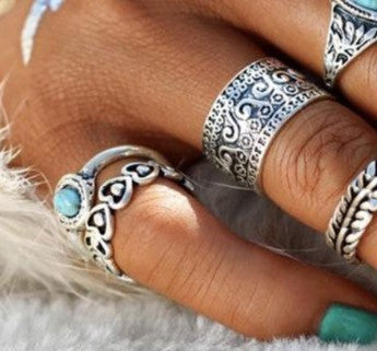 Turquoise 10 Piece Set Joint Combination Ring