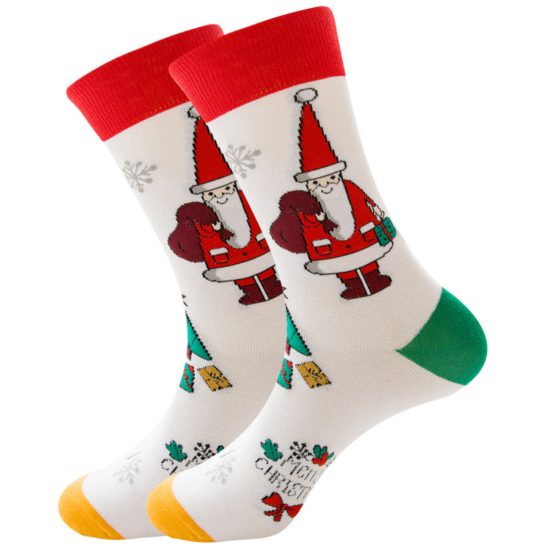 Fashion Christmas 12 Color Elk Santa Snow Socks