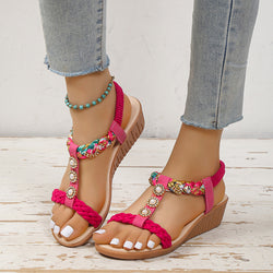 Sandalias trenzadas bohemias Zapatos de playa de verano Mujer