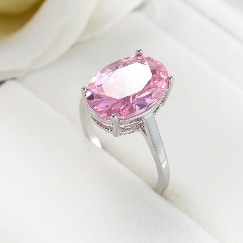 Pink Wedding Dress Accessories Exaggerated Large Zircon Ring