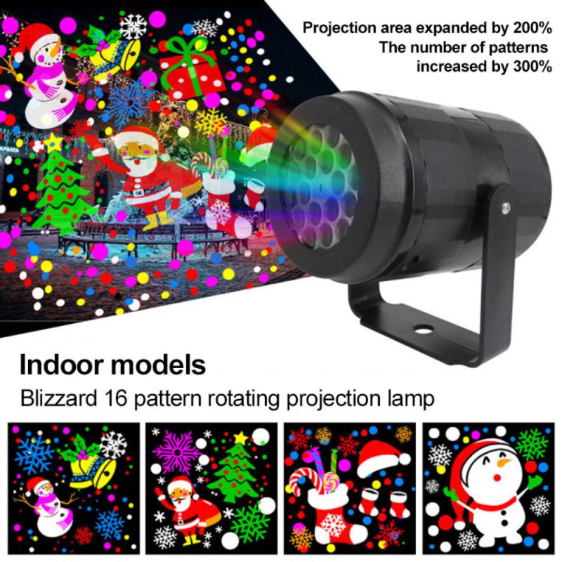 Lámpara LED de Navidad con proyector de luces de nieve navideñas