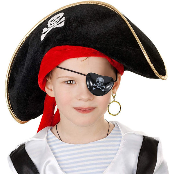 Sombrero de pirata para Halloween con estampado de Calavera, sombrero de capitán pirata para niños y adultos, gorro para disfraz de Cosplay, suministros de decoración para fiesta de disfraces de cumpleaños