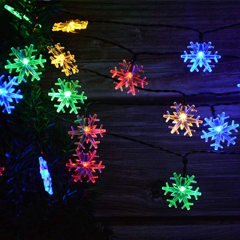 Decoración solar del árbol de navidad del jardín de la secuencia de la luz del copo de nieve del LED