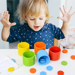 Bebé niño preescolar niños aprendiendo juguetes educativos de madera aprendizaje para niños juegos taza de clasificación de Color