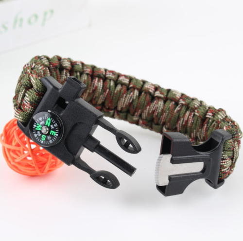 Pulseras De Paracord De Emergencia, Pulsera De Supervivencia Con Brújula Incorporada Silbato Supervivencia Arrancador De Fuego Accesorios Para Raspador, Traje Para Senderismo, Camping, Pesca Y Caza