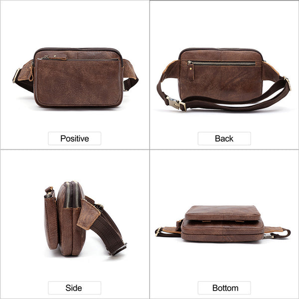 Men Waist Bag Pack Casual Functional Money Phone Belt Bag Male Unisex Sling Bag For Belt Leather Hip Bag Chest Phone Purse