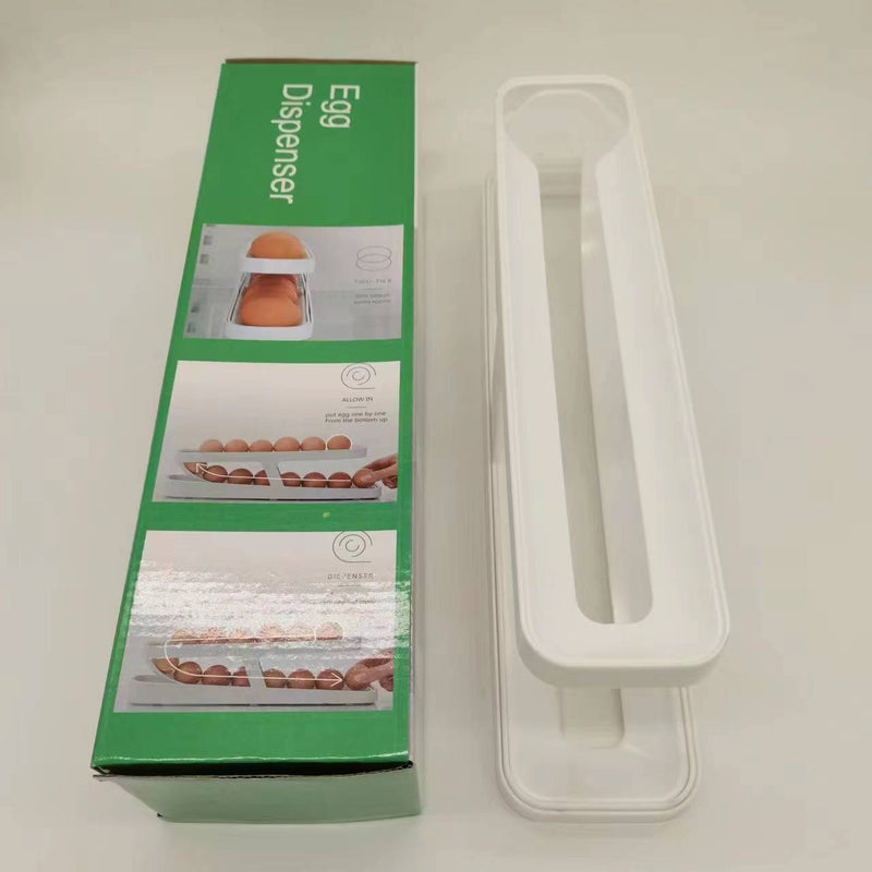 Rejilla para huevos con desplazamiento automático, caja de almacenamiento, cesta para huevos, contenedor, organizador enrollable, refrigerador, dispensador de huevos para utensilios de cocina