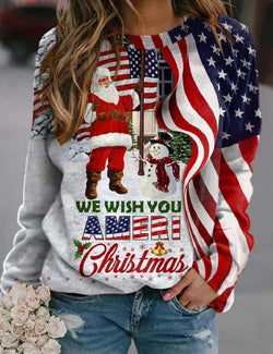 Long Sleeve Round Neck Christmas Style Sweaters Women's Clothing