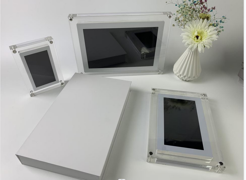 Acrylic Digital Photo Video Frame Battery New