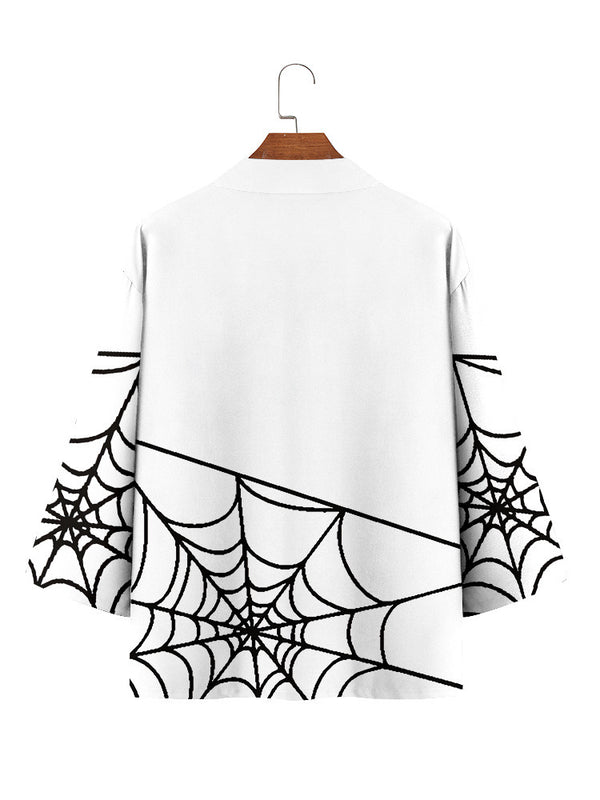 Spider Web Element - Cárdigan de manga tres cuartos para hombre