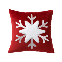 Christmas Decoration Velvet Pillowcase Embroidered Patch Snowflake Cushion