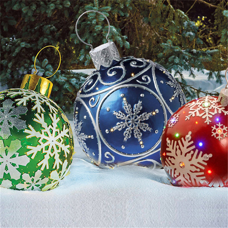 Bola de adorno de Navidad para exteriores, bola decorada inflable de Pvc de 60CM, bolas grandes gigantes de PVC, decoraciones para árboles de Navidad, pelota de juguete