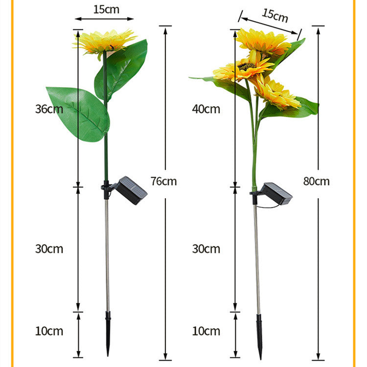 Lámpara solar de césped de girasol para decoración de jardín al aire libre