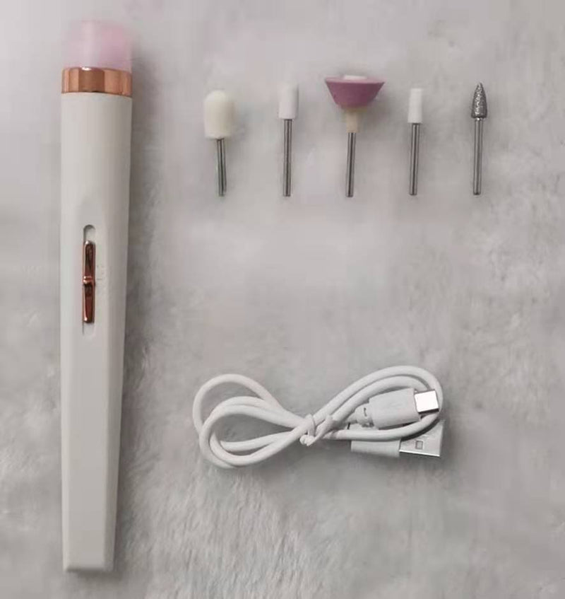 Juego de máquina de manicura 5 en 1, pulidor de uñas eléctrico, inalámbrico, recargable por USB con cortadores LED, molino para accesorios de manicura y pedicura