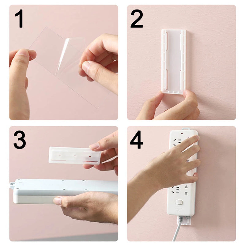 Self-adhesive Wall Hook Socket Storage Holder Socket Organizer Fixer Powerful Traceless Wall-mounted Cable Seamless Strip Hold