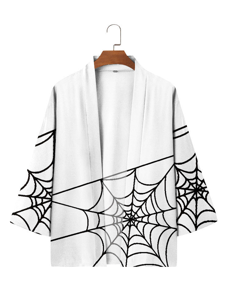 Spider Web Element - Cárdigan de manga tres cuartos para hombre