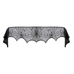 Halloween Spider Web Fireplace Cloth Lace Black Stove Towel Cloth Indoor And Outdoor Home Decoration