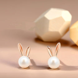 Ferris Wheel S925 Silver Rabbit Pearl Stud Earrings