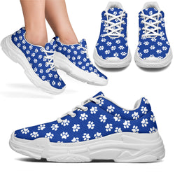 Zapatillas gruesas azules con estampado de patas (blanco)