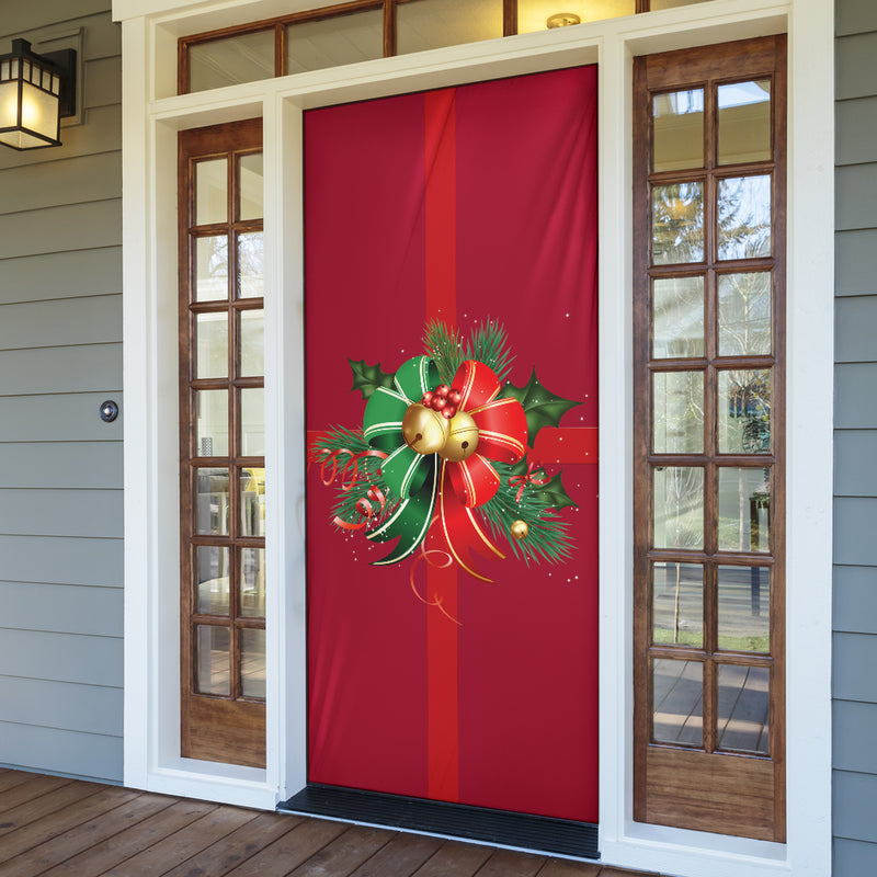 Lazo de decoración navideña (rojo) - Calcetín navideño para puerta