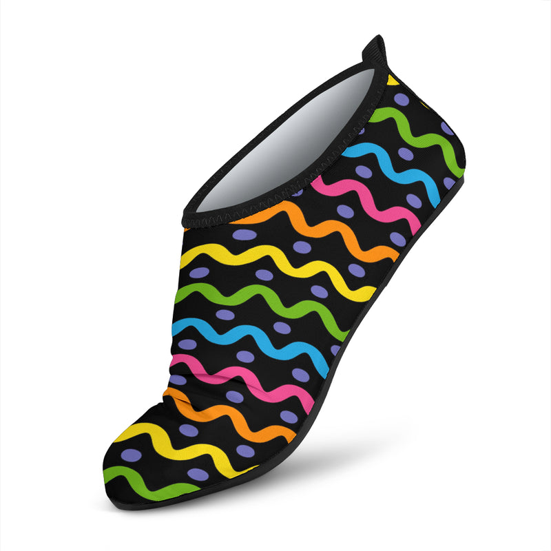 Rainbow Wavy Lined Aqua Shoes