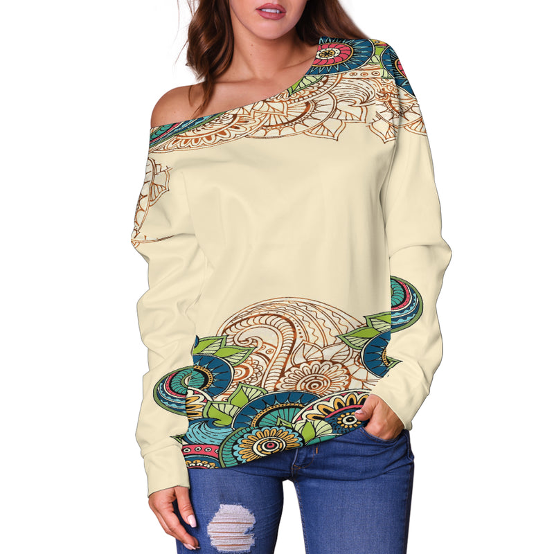 Henna Chakra Vibes - Women's Off Shoulder Sweater