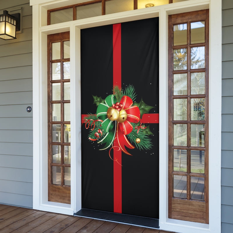 Lazo decorativo navideño (negro) - Calcetín navideño para puerta