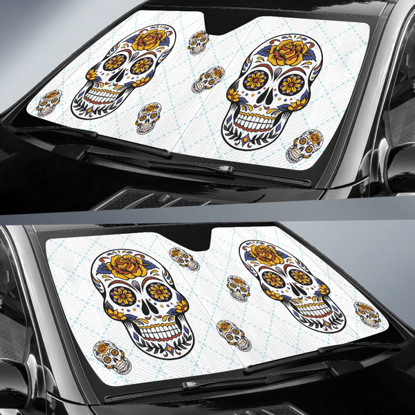 Parasol para coche con calavera de azúcar