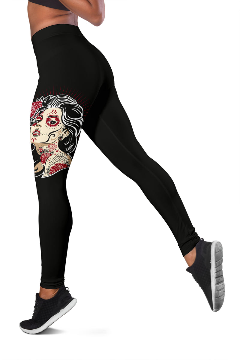 Leggings deportivos con calavera de azúcar