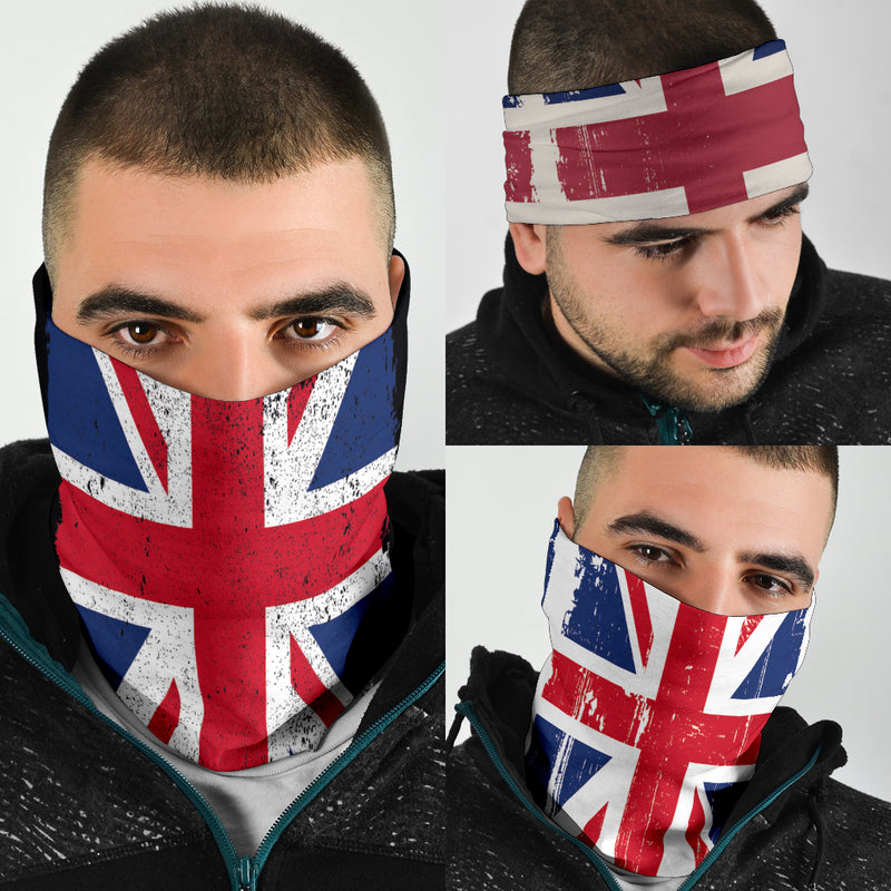 Grunge Union Jacks (negro, blanco, gris) - Paquete de 3 bandanas