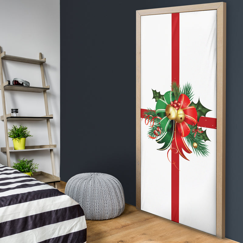 Lazo decorativo navideño (blanco) - Calcetín navideño para puerta